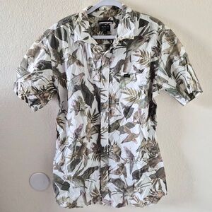 RVCA White and Brown Tropical Print Aloha Shirt